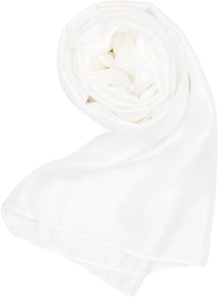 MAPIMANIA - Stola Elegante Donna Color Bianco per Cerimonia e Matrimonio, Scialle coprispalle estivo in raso 180x80, Sciarpa Copri spalle per abito