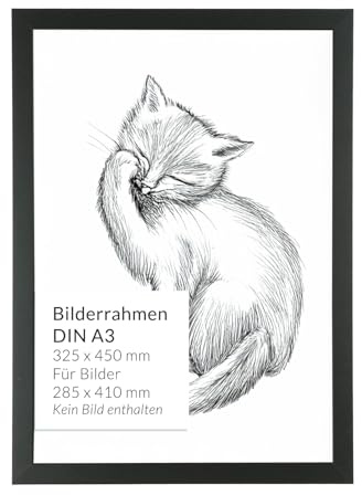 Licht-Erlebnisse Holzrahmen Wand 2 Stück 45 x 32,5 cm bruchsicher Fotorahmen Din A3 Bilderrahmen Schwarz für Bilder Fotos Urkunden Rahmen Wohnzimmer Flur