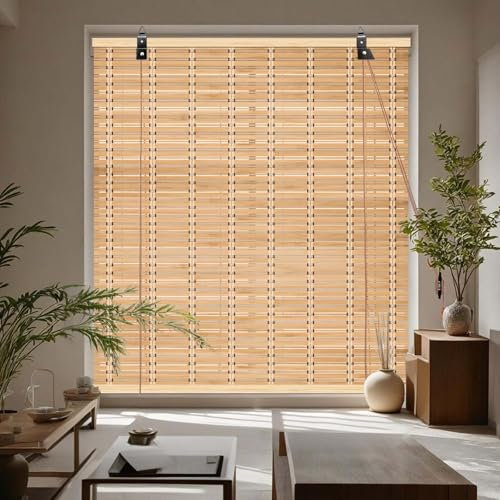 Enarviflare Anpassbar Bambus Jalousie, Natürlich Sonnenschutz Rollo Mit Lifter, Sichtschutz Bambus Rollos Für Fenster, Belüftung Balkontrennwand, Leicht Zu Hängen Für Innen Außen Garten Terrasse