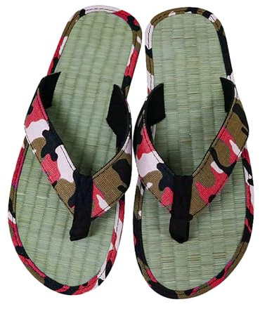 Generisch Tongs Camuflash pour homme - Confortables - Semelle en paille - Légères - Pour l'été - Séparateur d'orteils - Sandales d'extérieur antidérapantes - Chaussures d'été - Chaussures de plage