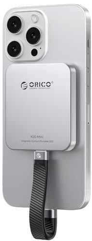 ORICO 2TB Externe SSD Magnetische bis zu 2000 MB/s, 4K ProRes HDR Aufzeichnung und Speicherung, Portable SSD Nur Kompatibel mit iPhone 15/16 Series, Smartphone, Computer mit Typ-C Anschluss K20Mini