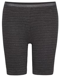 con-ta Thermo Radlerhose, Bequeme Winter Unterhose mit langem Bein aus natürlicher Baumwolle und Polyester, warme und weiche Thermounterwäsche, Damenbekleidung in Farbe schwarz Geringelt, Größe 38
