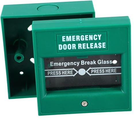 SHINEOFI Resettable Fire Alarm Emergency Break Glass Button with Manual Activation and Emergency Release Switch and Home Security Plastic Material Green Colour