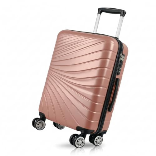 Ryan Air Wizz Air Approved Hardcase Suitcase with Detachable 360 Degree Spinner Wheels - 40x20x25 - Lightweight Ideal for Short Trips - Secure Combination Lock (Rose Gold)