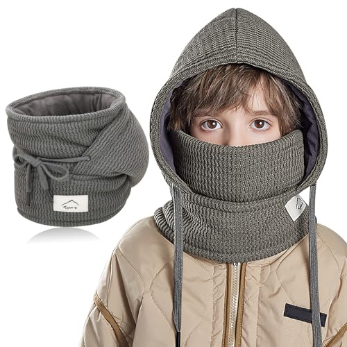 VGMANNTA Pasamontañas Niño Térmico Invierno 4-10 Años Multifuncional Resistente al Viento y Ajustable Gorra Orejeras Mascarillas Faciales Braga Cuello Niña Niño para Esqui al Aire Libre-G