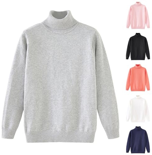 Jersey térmico de cuello alto para niños y niñas, sudadera de cuello simulado, suéter de punto acanalado cálido para otoño e invierno, suéter liso de manga larga, camisa suave y cálida, blanco, 3-4