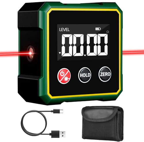 Flintronic Détecteur d'angle numérique magnétique, Inclinomètre Numérique avec Laser Electronique, Rapporteur à 4 côtés magnétique puissant avec écran LCD, pour Menuiserie, Travaux, Machines