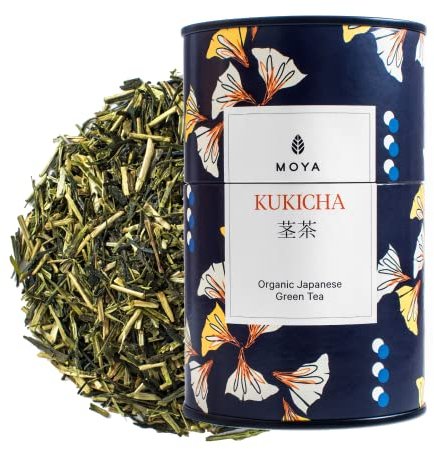 Moya thé vert organique Kukicha | 60 g | Thé du Japon | Convient aux végétaliens et aux végétariens | Parfait pour un cadeau