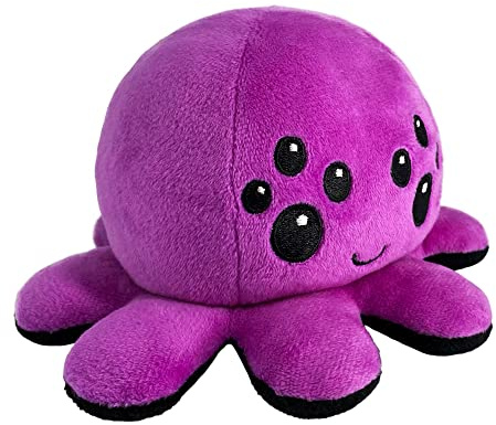 TeeTurtle - The Original Reversible Spider Plushie - Purple + Black - Cute Sensory Fidget Stuffed Animals That Show Your Mood - Perfect for Halloween!