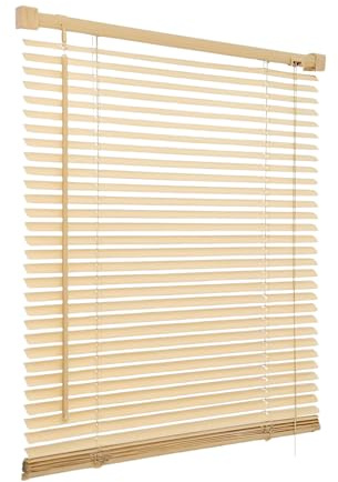 PVC Venetian Blind Blinds Easy Fit Curtains Trimmable Fittings Windows Treatment Shutters Twist Open Close (Ivory/Cream, 90x150)