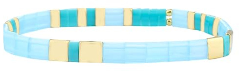 KELITCH Charm Stretch Armband för kvinnor Färgglada vänskapsarmband Candy Miyuki Tila Beaded Strand Armband