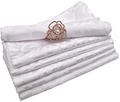 Servilletas de Tela Blancas,Liwein Servilletas Reutilizables Suave y Cómoda Calidad de Hotel Duradera para Hogar Cocina Comedor Mesa de Centro Cumpleaños Boda-6 Unidades (Blanco)