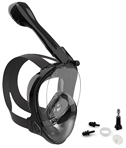 Jwintee Full Face Snorkel Mask, Diving Mask for Kids and Adults,180° Panoramic View Snorkel Mask with Camera Mount, Safe Breathing, Anti-Leak&Anti-Fog