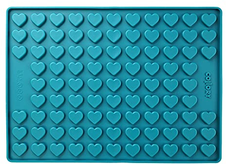 Collory Backmatte Hundekekse für MEDIUM (2,6cm) HERZ FORM Leckerlis, Silikon Backform, Pralinenform, Schokoladenform, Hitzebeständig, Lebensmittelecht & Bpa-frei
