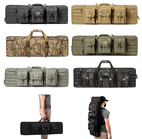 SJASD wasserdichte Waffentasche für Langwaffen, Doppelgewehrtasche,Taktische Waffentasche abschließbar,Futteral Langwaffen Airsoft Waffen Rucksack mit Doppelfach & 3 Große Zubehör Beutel