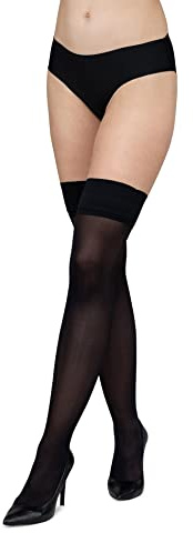 LORES Medias opacas de 60 DEN, medias sin soporte, medias de alto tacón, medias hasta la rodilla, sexy, de silicona, negro, XS-S