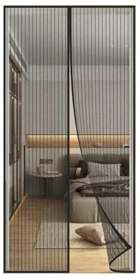 FIOVIP Fliegengitter Magnet Tür, 90x180CM Vorhang, schließt automatisch, einfache Installation ohne Bohren, Magnetisches Moskitonetz für Eingang/Balkon etc(Polyester,Schwarz)