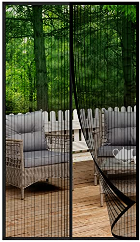 HOWIN Fliegenvorhang Balkontür Magnet, Fliegengitter Terrassentür Ohne Bohren 110x220cm, Moskitonetz Tür, Fliegenschutz Türen, Insektenschutz Balkon Tür, Fly Screen Door Magnetic(Schwarz)