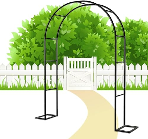 GueTTO Rosenbogen Verzinkt Rost Rankhilfe Torbogen Rosen Gartenbogen Freistehend Hochzeit Rankbogen Metall Stabil Für Pergola Terrasse Hinterhof Breite 120 140180 240 300cm,Schwarz,W350*H220cm