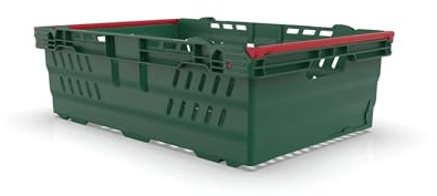 AUTORCE Stacking Nesting Crate Ventilated With Bale Arm Plastic Box, Durable Foldable Stackable Crate Supermarket Storage Box (46 Litre - 400x600x200mm - Green)