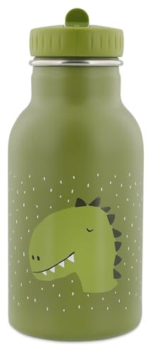 Trixie Insulated Drinking Bottle - Mr. Dino - 350ml Stainless Steel Water Bottle for Kids - Green - Keeps Drinks Cold - Leakproof - Eco-Friendly and BPA-Free