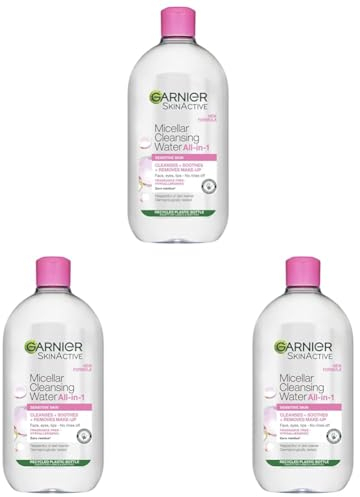 Garnier Micellar Cleansing Water 700ml, PACK OF 3, Gentle face cleanser & Make up Remover, Suitable For All Skin Types Including Sensitive Skin, Soothing Formula, Dermatologically Tested