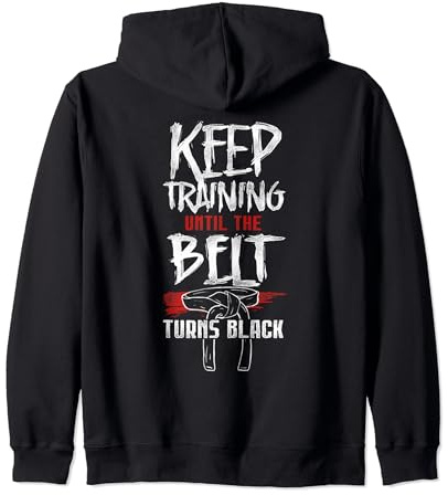 Keep Training Until the Belt Turns Black Aikido Black Belt Zip Hoodie
