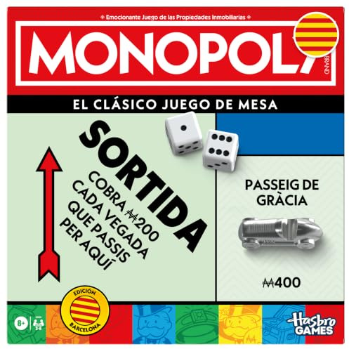 Monopoly-Brettspiel mit Ablageschale und großen Spielfiguren katalanische Version in spanischer Sprache
