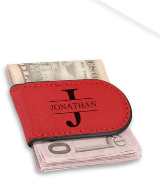 PiercingJak Personalisierte Geldklammer mit Gravur magnetische Geldklammern für Herren ID Namen Geldscheinklammer Geldscheine Kreditkarte Money Clip Leder Schmaler Kartenhalter Geschenke für Männer