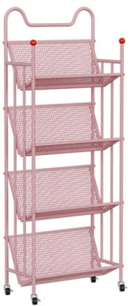 Libreria mobile e cartella portadocumenti nizer carrello con ruote bloccabili rosa scaffale per bagno lavanderia soggiorno 50 x 25 x 135 cm