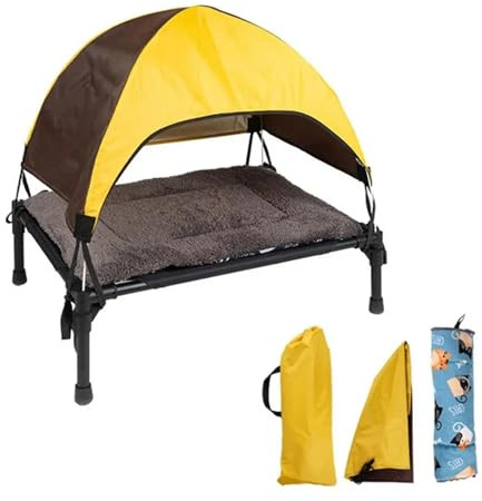 Katzenzelt Erhöhtes Hundebett for den Außenbereich, faltbar, erhöhtes Haustierbett mit abnehmbarem Baldachin, Schattenzelt, atmungsaktives Hundebett, Tragetasche for Camping(Pet camp bedcushion)