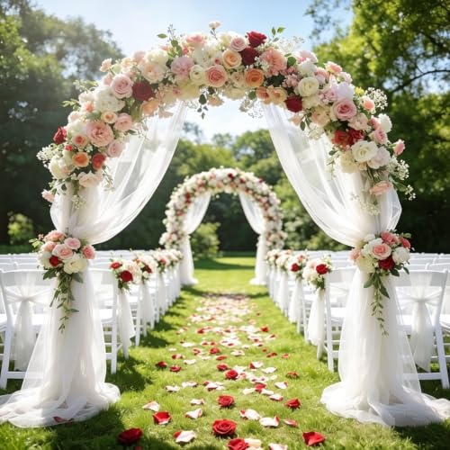 Tessuto drappeggiato per arco nuziale, 3m x 160cm tulle bianco, Tenda Decorazioni Cerimonie Drappeggio Arco Decorazione