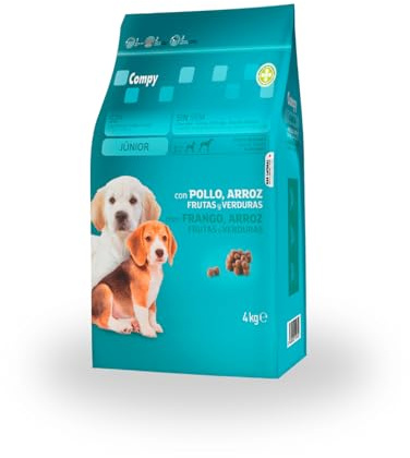 Compy Alimento para Perros Junior, Pollo con Arroz, Frutas y Verduras, Razas Medianas y Grandes, 4 kg