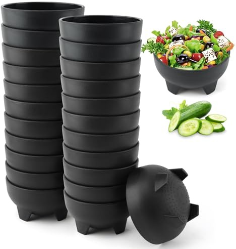 Laluky 12/24 Pcs Salsa Bowls, Durable Traditional Mexican Serving Bowl, Mexican Guacamole Sals-a Bowl Salsa Serving Dish Plastic Sals-a Containers for Sauce, Chips, Dip, Nuts(Size:24)