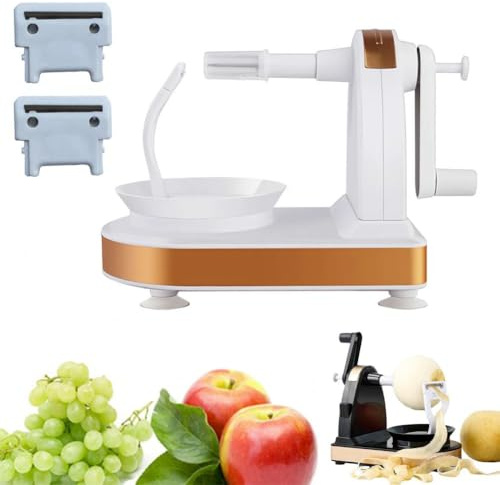 Upgraded Apple Peeler and Corer,2026 New Multi-functional Apple,Pear,Potato Cutter & Slice,Hand-Cranked Peeler with Stainless Steel Blades and Suction Base,Kitchen Gadget Includes 2 Replacement Heads