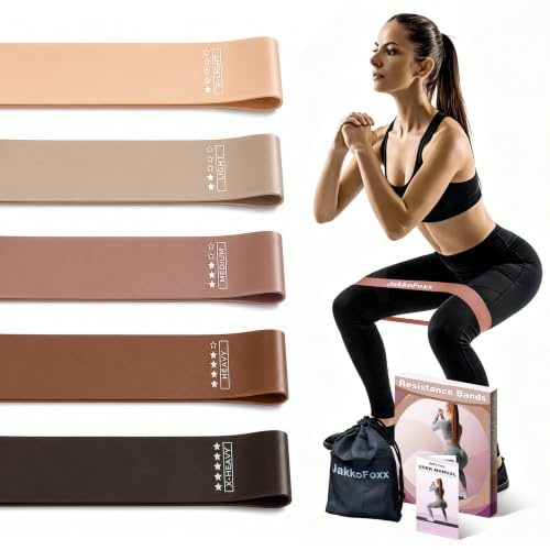 Bandes de fitness lot de 5 bandes de résistance avec 5 niveaux de bandes d'exercice pour le fitness à la maison, les étirements, la musculation, la physiothérapie, le Pilates, le yoga, bandes
