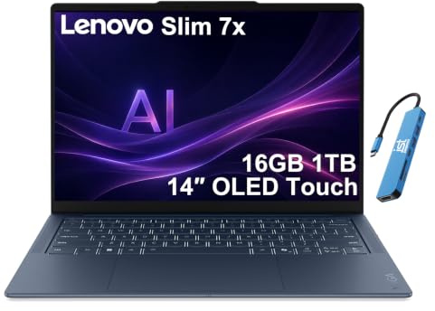 Lenovo Laptop Slim 7i Aura Edition con pantalla táctil AI (35.6 cm FHD+ OLED, Intel Core Ultra 7 258V, 32GB DDR5, 1TB SSD) Copilot+ PC, 17 horas de duración de la batería, cámara web IR de 5 MP