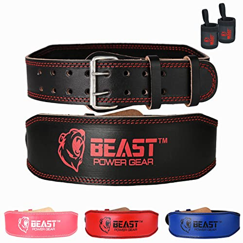 Tyngdlyftningsbälte 10 cm läderbälte skum vadderat ryggstöd gymbälte för bodybuilding knäböj tyngdlyftningsbälte män kvinnor gratis handledswrap (svart, stor 81 cm – 94 cm)