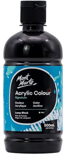 MONT MARTE akrylfärg svart – 500 ml – perfekt för akrylmålning – lysande ljusfast färg med stor opacitet