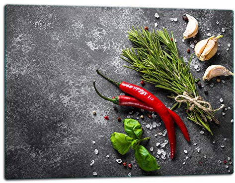 TMK ArtDeko – Schneidebrett Glas – Glasschneidebrett für die Küche 52x40 cm – Robust, Hygienisch & Rutschfest – Glas Schneidebrett – Zusätzliche Arbeitsfläche – Vielseitige Nutzung