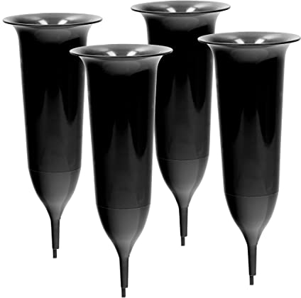 VonBueren 4 vasi per tomba con picchetto, ca. 25 x 9,8 cm, colore: nero