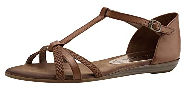 Tamaris Damen Sandaletten, Frauen Sandalen,TOUCHit-Fußbett,Sommersandalen,bequem,flach,Sommerschuhe,Freizeitschuhe,offene Schuhe,NUT,41 EU