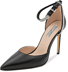 QUEEN HELENA Scarpe Eleganti con Tacco a Spillo Decollete a Punta Chiusa con Strass Donna K3201 (Nero, Numeric_38)