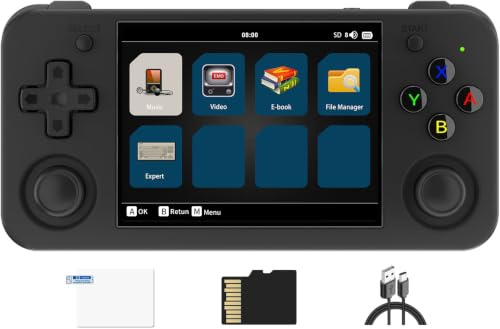 RG35XX H Retro Video Handheld Game Console 3.5 in IPS Screen Linux OS 64G TF Card with 5500 Classic Games Built-in 3300mAH Battery Compatible with 5G WiFi and Bluetooth 4.2(Black)