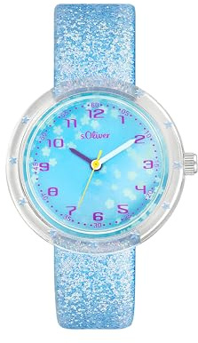 s.Oliver Orologio da polso Ragazze Bambini Orologio al quarzo Analogico, con Cinturino in ecopelle, blu, impermeabile, fornito in confezione regalo, 2037720