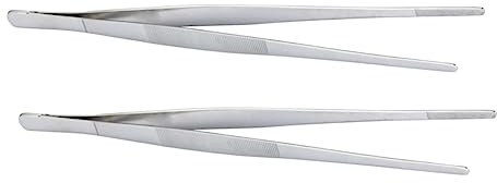 Garneck 2pcs Stainless Steel Food Tweezers Food Clips for Cooking BBQ Turning Sausage Tongs for Clamps