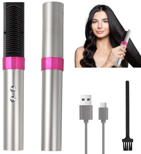 Spazzola lisciante per capelli professionale, con 60 milioni di ioni negativi - Piastra per capelli 6 temperature regolabili (120°C-210°C) per tutti i tipi di capelli (lisso, riccio,ondulato