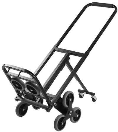 JKELPV Transportkarre Robuster zusammenklappbarer Sackkarren-Transportwagen, Treppensteigwagen mit Teleskopgriff, faltbar aus Stahl Multifunktionskarre