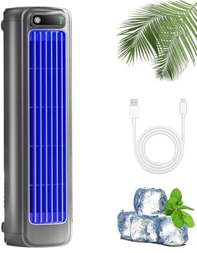 Sherum Rafraichisseur D'air Portable, 3 Modes De Refroidissement | Silencieux Et Économe En Énergie | Montage Mural | Rechargeable | Convient pour Chambre/Bureau/Bureau (Gris)