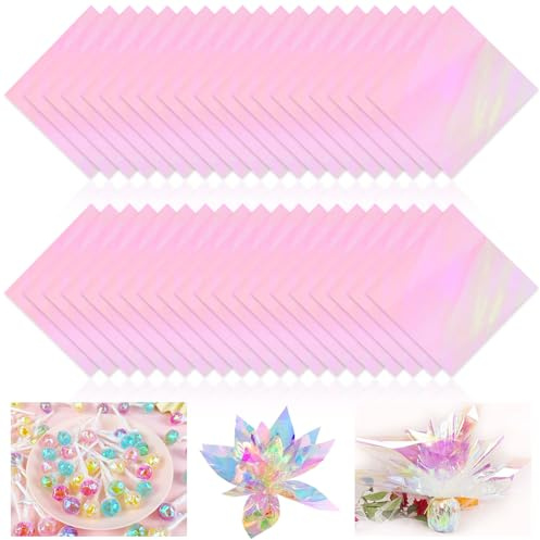 Cinvo 160Pcs Rainbow Cellophane Sheets, 7.5x7.5 Inch Cellophane Wrap Paper, Cello Paper for Baking, Crafts, Party Favors, Candy Wrapping Plastic Cello
